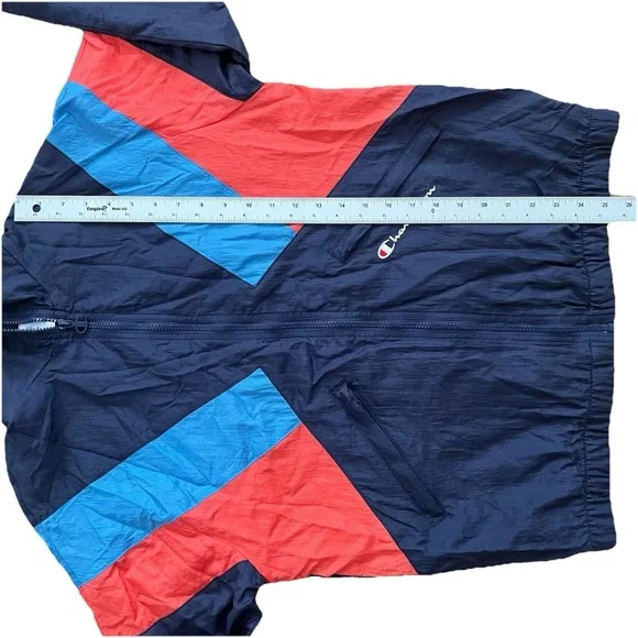 Champion Colorblock 90s Y2K Windbreaker Full Zip Jacket Adult Medium Nylon Retro - Picture 13 of 13
